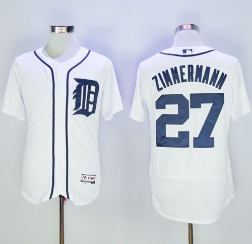 Tigers #27 Jordan Zimmermann White Flexbase Authentic Collection Stitched MLB Jersey